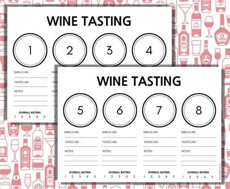 Wine Tasting Mats For Up To 8 Wines Virtual Wine Tasting Etsy Uk