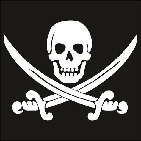 Jolly Roger Decal Choose Size And Color Pirate Skull Blackbeard Jack