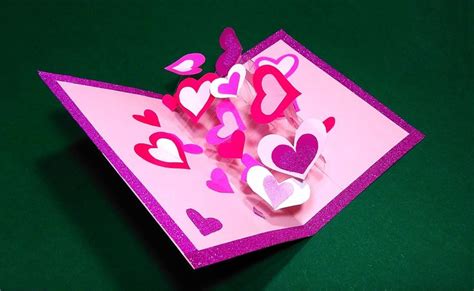 pop up greeting card for valentine s day greeting card with hearts valentines cards diy