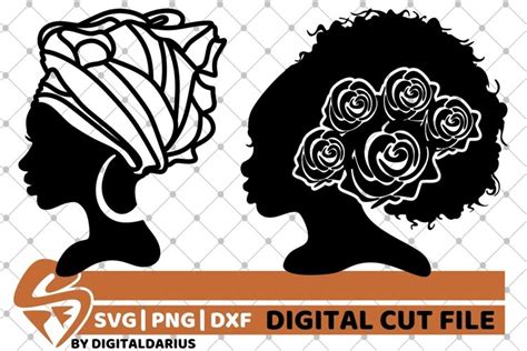 Black Woman In Bandana Svg Flower Svg Headband Melanin