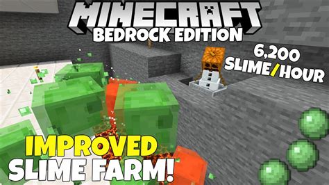 Minecraft Bedrock Improved Slime Farm Tutorial 6200 Slimehour Mcpe
