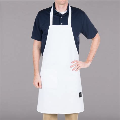 Chef Revival White Poly Cotton Customizable Bib Apron With 1 Pocket
