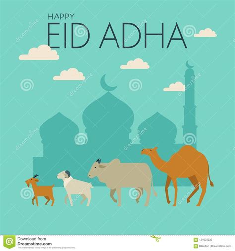 Happy Eid Al Adha Celebration Of Muslim Holiday Stock Vector