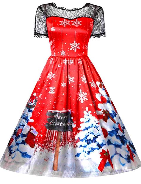 Buy Christmas Dresses For Women Santa Claus Casual Vintage Holiday