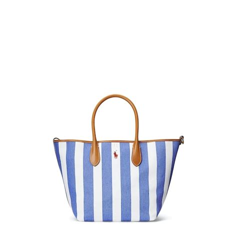 Buy Polo Ralph Lauren Women Blue Striped Canvas Medium Bellport Tote