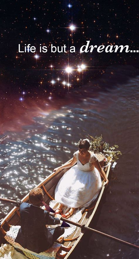 A Man And Woman In A Row Boat On The Water With Sparkles Above Them