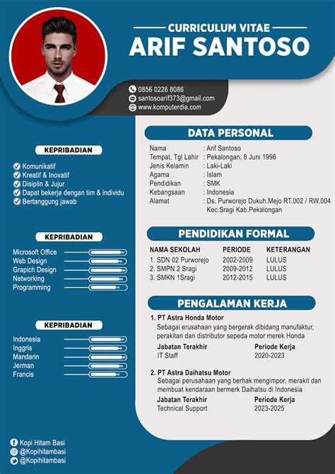 Ide Contoh Daftar Riwayat Hidup Lamaran Kerja Kreatif Trend Masa Kini