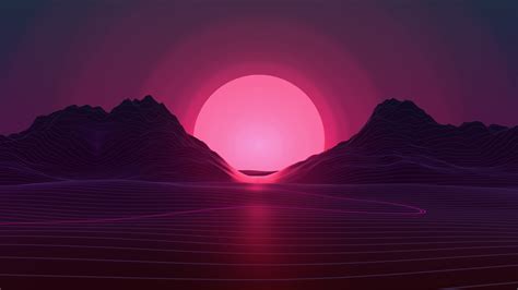 2560x1440 Sun In Retro Wave Mountains 1440p Resolution Wallpaper Hd