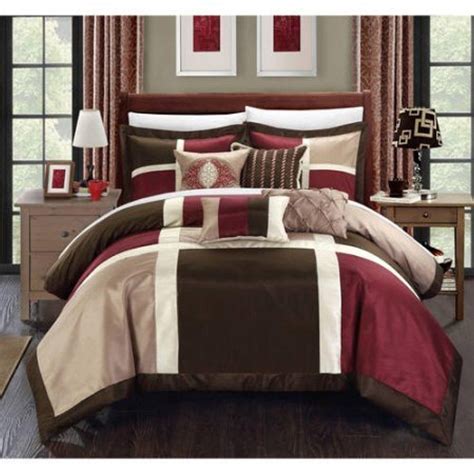 Online Store Queen Size Filomena 7 Piece Bedding Comforter Set Burgundy