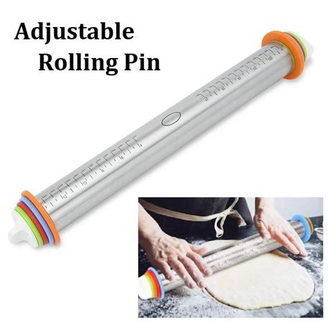 Adjustable Stainless Steel Rolling Pin Dough Roller With 4 Removable