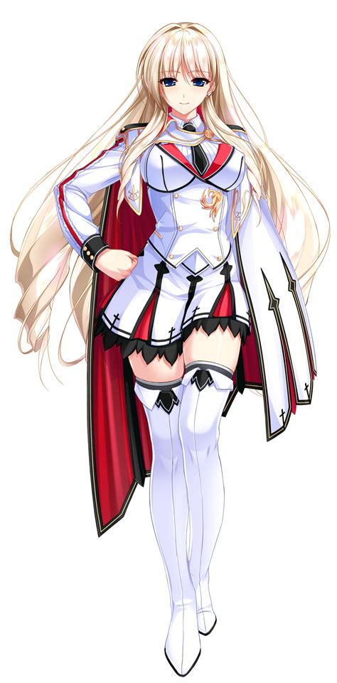 Safebooru 1girl Amasaka Takashi Blonde Hair Blue Eyes Cape Earrings Female Full Body Hand On