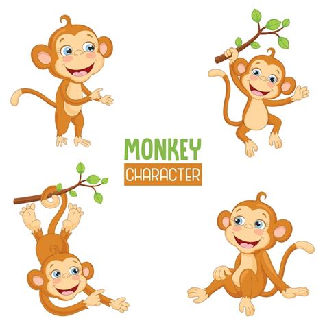 Premium Vector Vector Illustration Of Cartoon Monkeys