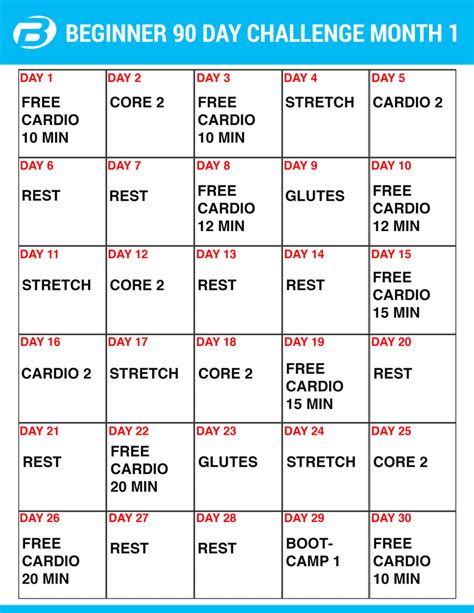 Free 90 Day Workout Routine Workoutwalls