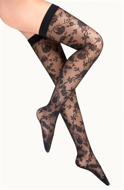 Wolford Marie Lace Stay Up Stockings Black Editorialist