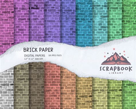 Brick Digital Paper Brick Pattern Paper Scrapbook Brick Paper