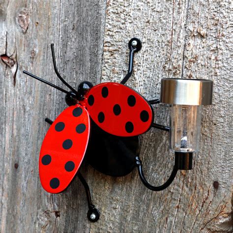 Ladybug Solar Light Large Flying Metal Ladybugs For Fences And Walls