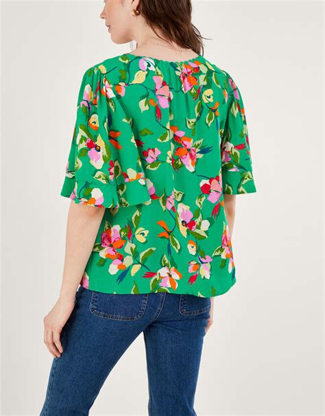 Lilou Tea Top In Sustainable Viscose Green Tops And T Shirts Monsoon Uk