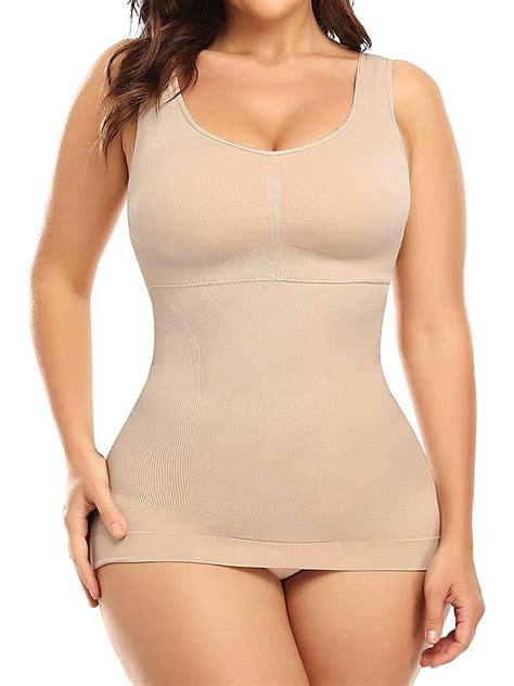 Vaslanda Womens Cami Shaper With Built In Bra Tummy Control Smoothing Camisole Tank Top