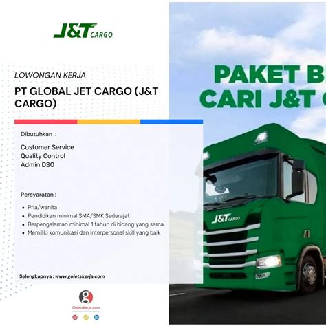 Lowongan Kerja Pt Global Jet Cargo Jandt Cargo Dibutuhkan 1 Customer