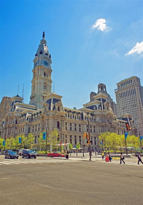 Philadelphia City Hall With William Penn Figure On The Tower Stock