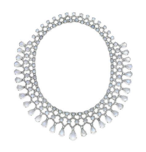a moonstone and diamond necklace by fred leighton