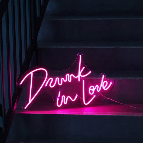 Custom Neon Sign Drunk In Love Led Light For Bedroom Wall Etsy