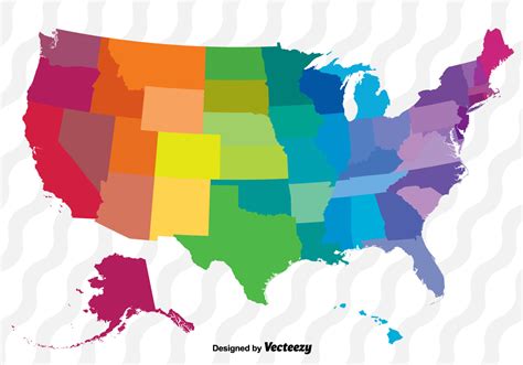 Colorful Vector Map Of The United States Download Free Vector Art