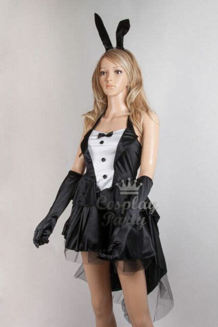 Bunny Girl Tailcoat Black Dress Bar Waitress Playboy Tuxedo Costume For