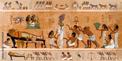 Stockvektorbilden Ancient Egypt Mummification Process Concept Of A