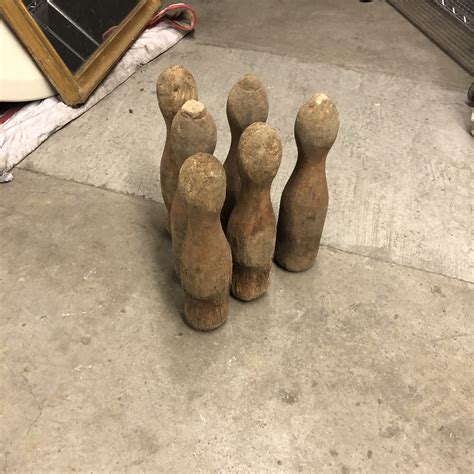 Wick Design Set Of 6 Antique Wooden Bowling Pins Wick Design