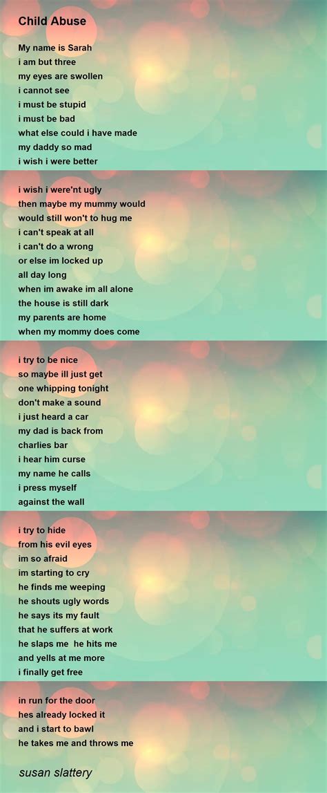 Child Abuse Poem By Susan Slattery Poem Hunter