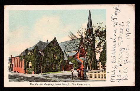 Fall River The Central Congregational Church Carte Postale Ancienne