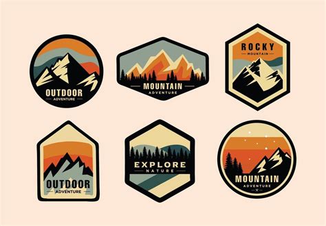 Set Of Adventure And Mountain Outdoor Vintage Logo Template Badge Or