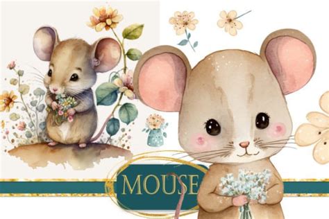 Mouse Cute Watercolor Mouse Clipart Illustration Par Magiclily