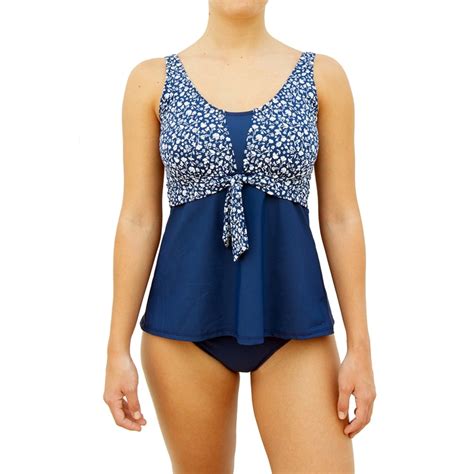 Traje De Baño Para Mujer 2 Piezas Tipo Tankini Color Azul Varias