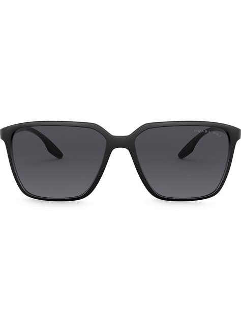 prada linea rossa polarized rectangular frame sunglasses farfetch