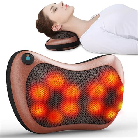 Tbest Electronic Heat Massage Pillow Deep Kneading Massager Cushion Lumbar Neck Back Shoulder