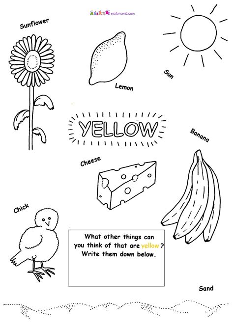 Yellow Color Worksheets For Kindergarten Printable Kindergarten