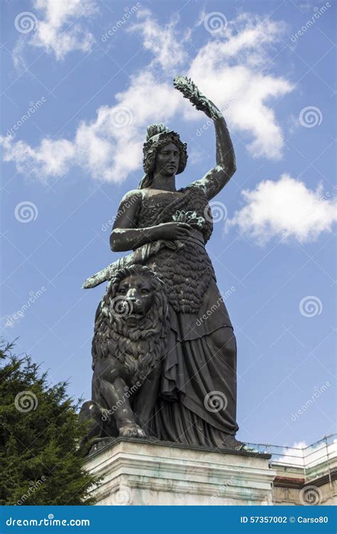 Bavaria Statue At Theresenwiese In Munich 2015 Stock Photo Image Of