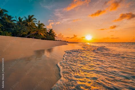 Beautiful Panoramic Sunset Tropical Paradise Beach Tranquil Summer