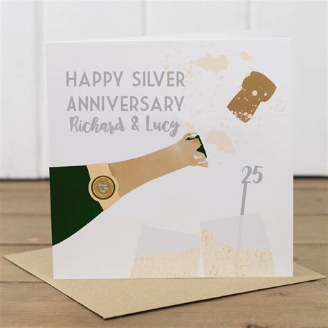 Personalised 25th Silver Anniversary Card By Yellowstone Art Boutique