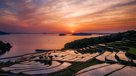 Free Download Japans Rise Fields At Sunset 4k Wallpaper 3840x2160 For