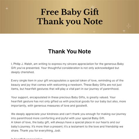 Baby T Thank You Note Template Edit Online And Download Example