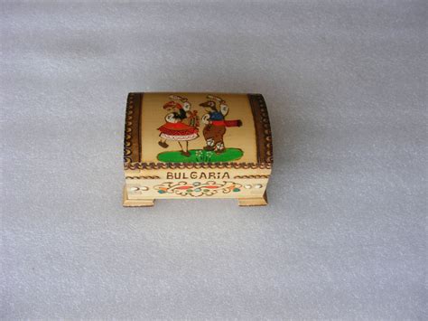 Vintage Wood Box Hand Painted Jewelry Box Hand Decorated Etsy