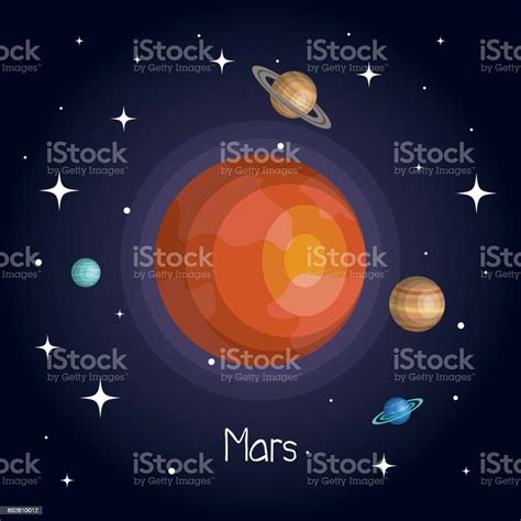 Planet In Space With Stars Shiny Cartoon Style Stock Illustration