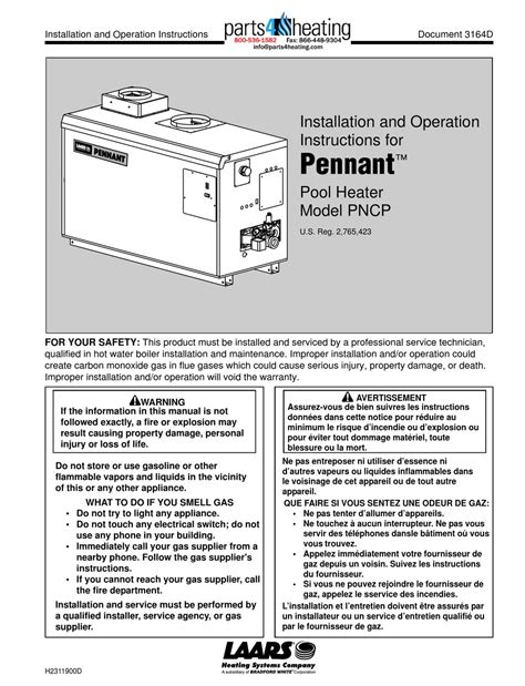 Laars Pennant Pncp 500 Installation And Operation Instructions Manual