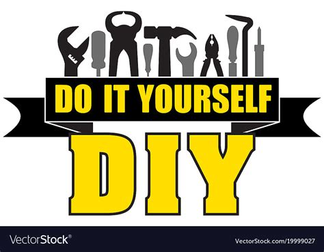 Diy Do It Yourself Banner With Silhouettes Of Vector Image