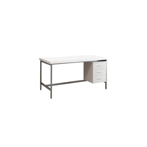 monarch furniture white hollow core silver metal 60 l office desk moni7046