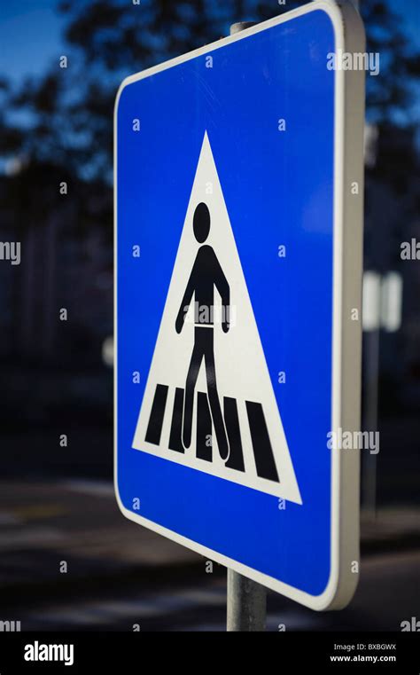 Pedestrian Crossing Road Sign Stock Photo Alamy