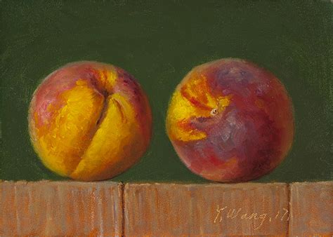 Wang Fine Art Two Peaches Still Life Oil Painting A Day Fruit Daily